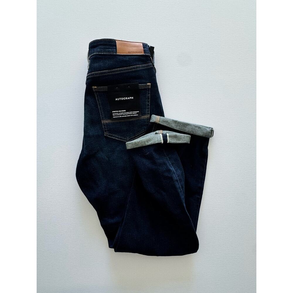 Autograph Men's Jeans 34x32 Indigo Straight Fit Japanese Selvedge Stretch NWT